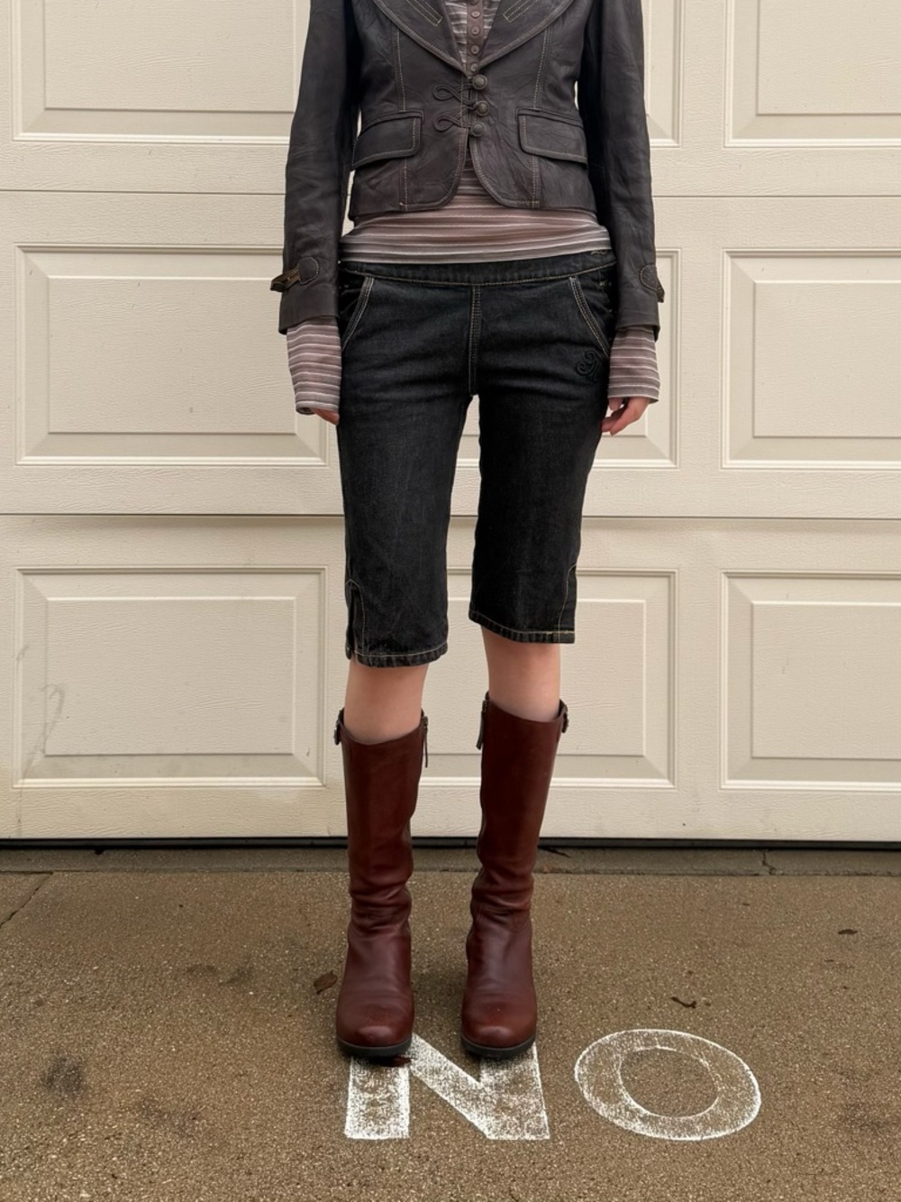 00s Mudd low rise contrast stitching denim capri